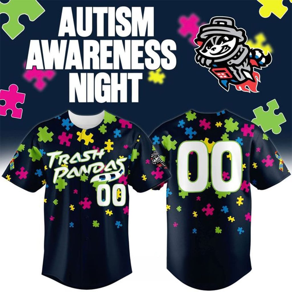 Personalized Rocket City Trash Pandas Autism Awareness Day 2026 Baseball Jersey Fan Merch