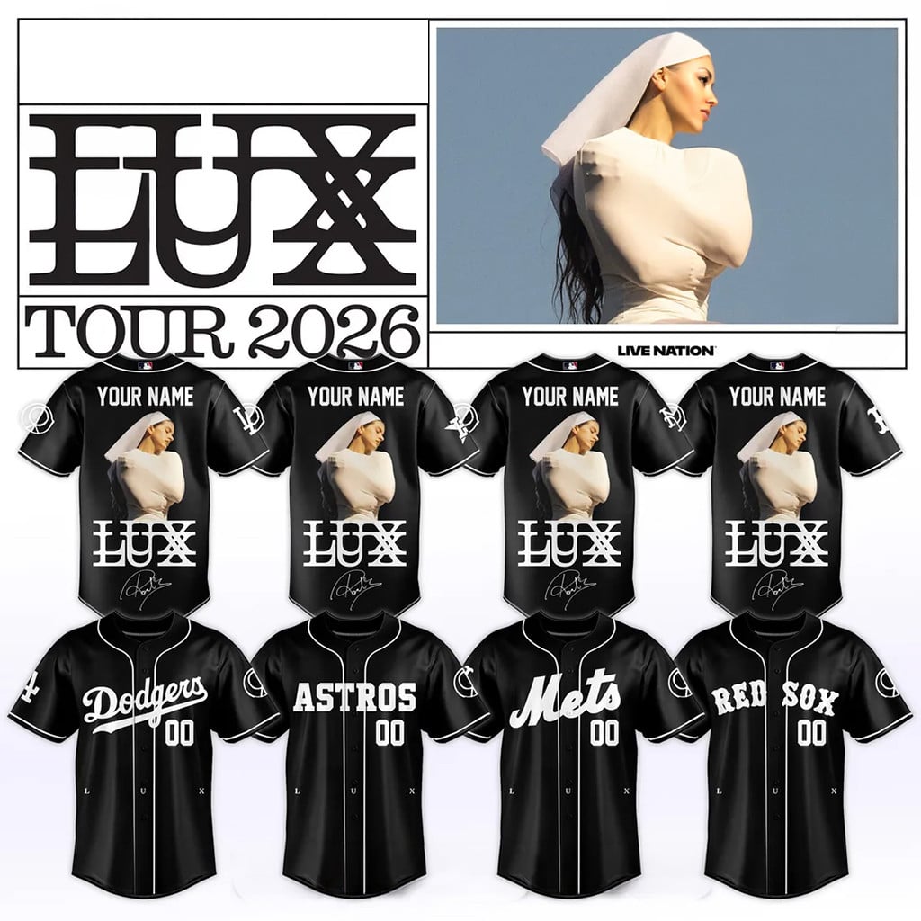 Personalized Rosalia X MLB LUX Tour 2026 Baseball Jersey Black Rosalia Merch Gifts For Fans