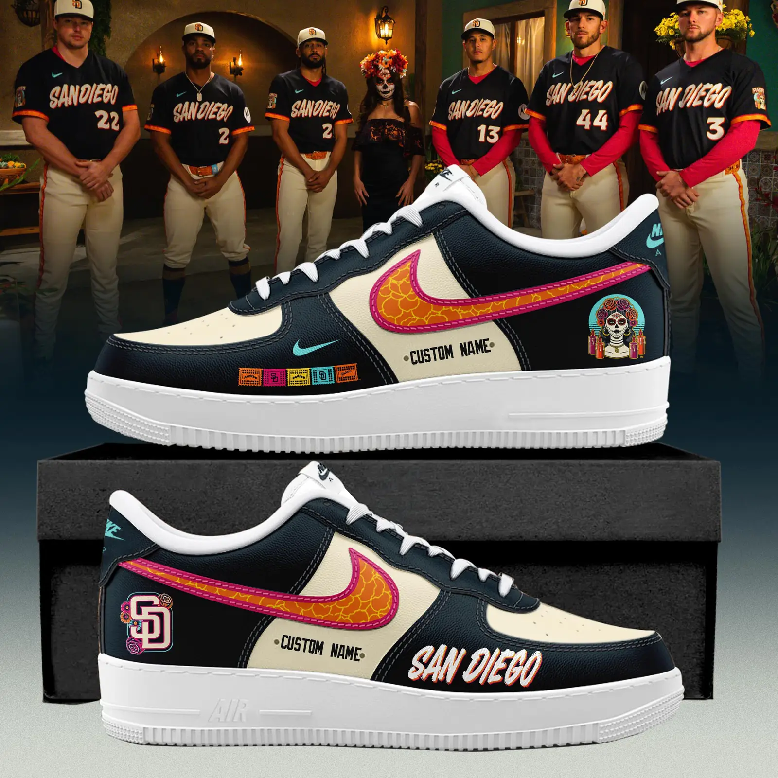 Personalized San Diego Padres City Connect 2026 AF1 Shoes SD Padres Merch Gift For Baseball Fan