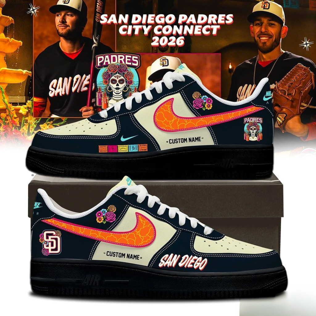 Personalized San Diego Padres Dia De Los Muertos 2026 City Connect Shoes Sneakers Padres Merch
