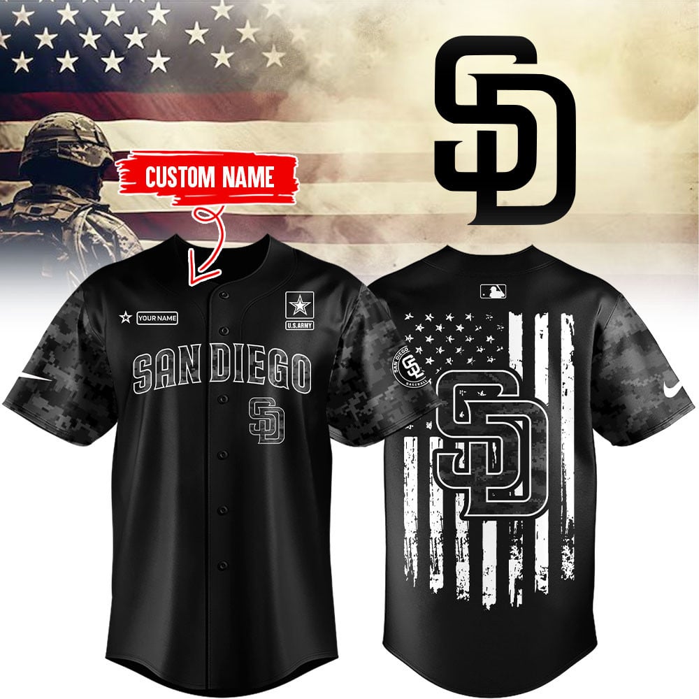 Personalized San Diego Padres X US Army Black Camo Jersey 2026 Padres Merch Gifts For Fans