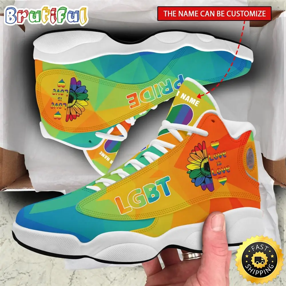 Personalized Sunflowers Lgbt Love Is Love Custom Air Jordan 13 Shoes Personalized Sunflowers Lgbt Love Is Love Custom Air Jordan 13 Shoes - Image 1