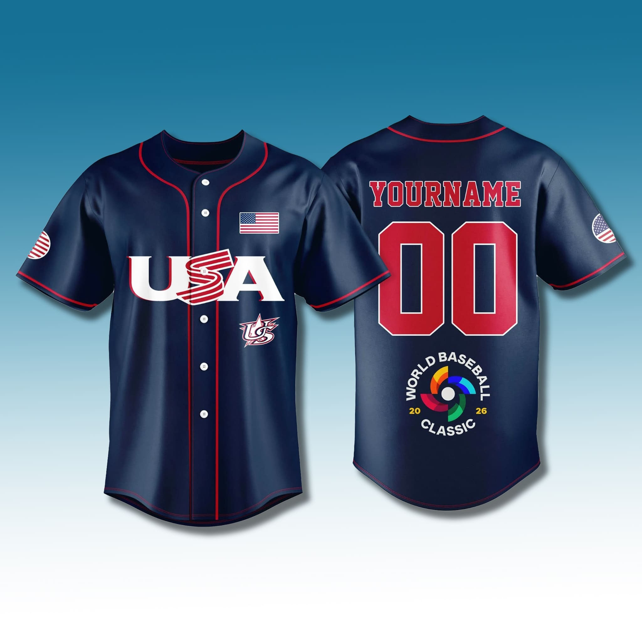 Personalized Team USA Baseball Jersey World Baseball Classic 2026 Merch Team USA WBC Clothing Personalized Team USA Baseball Jersey World Baseball Classic 2026 Merch Team USA WBC Clothing - Image 1