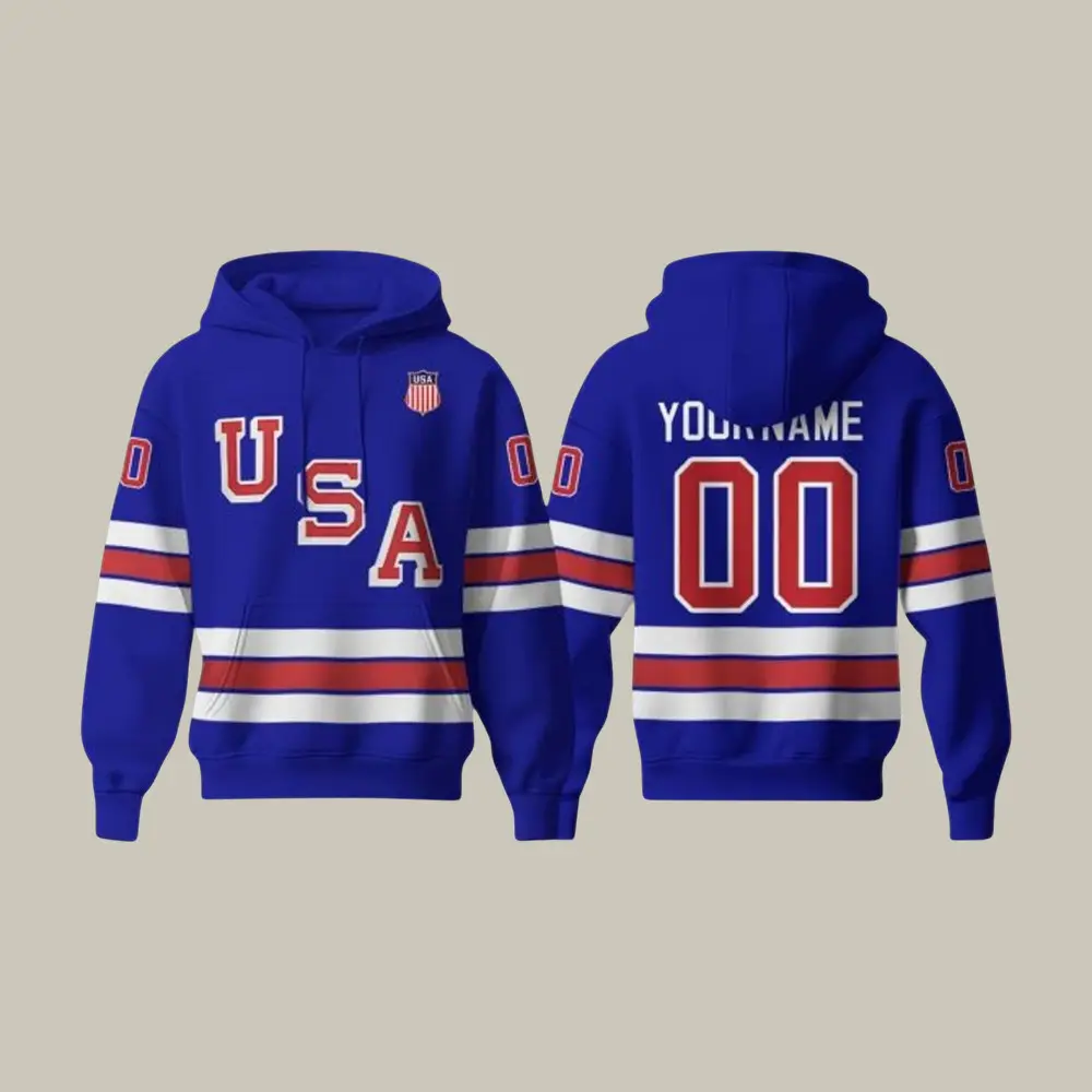 Personalized Team USA Hockey Olympic 2026 Hoodie USA Hockey Team Merch Fan Gift For Boyfriend