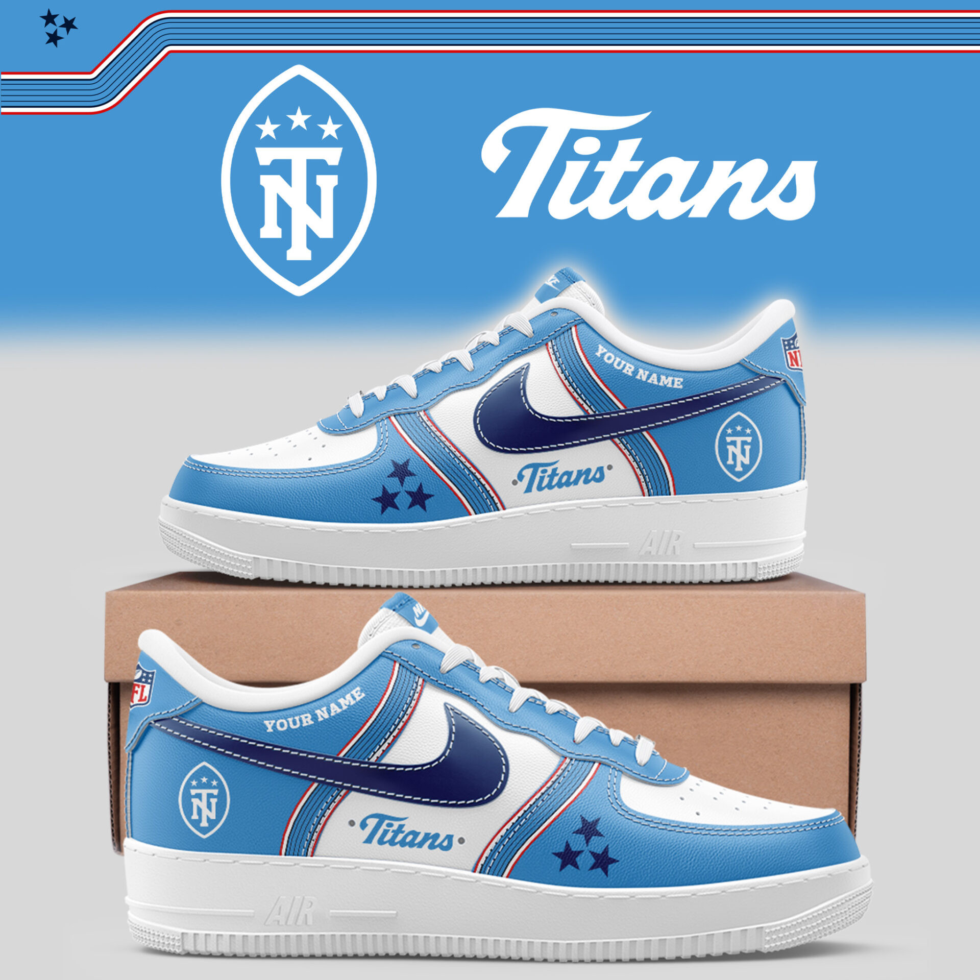Personalized Tennessee Titans 2026 A New Chapter AF1 Shoes Sneakers Titans Merch Fan Gifts