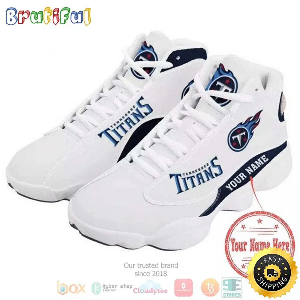 Personalized Tennessee Titans Football Nfl Team Logo Custom White Air Jordan 13 Shoes Personalized Tennessee Titans Football Nfl Team Logo Custom White Air Jordan 13 Shoes - Image 1