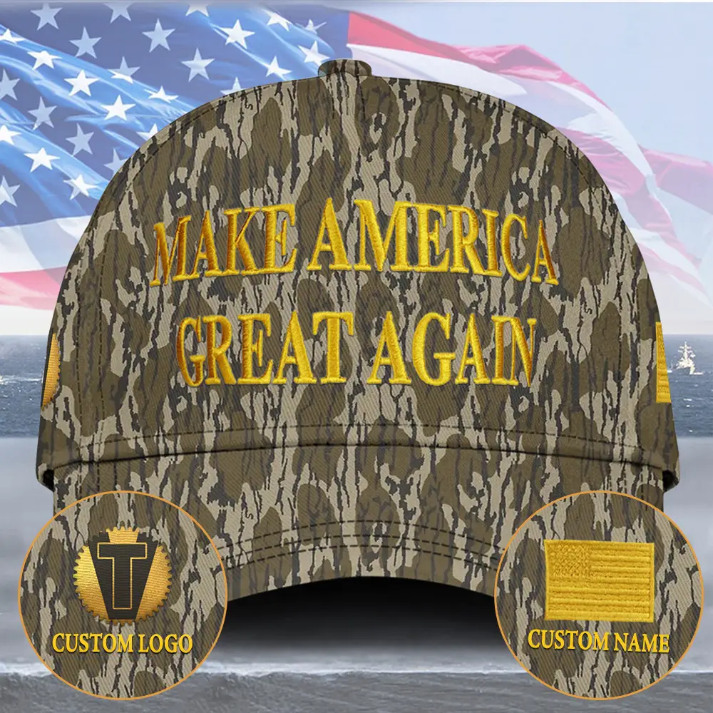 Personalized Trump Camo Hat Embroidered Trump MAGA Hat Trump 2024 Gold Dark MAGA Merchandise