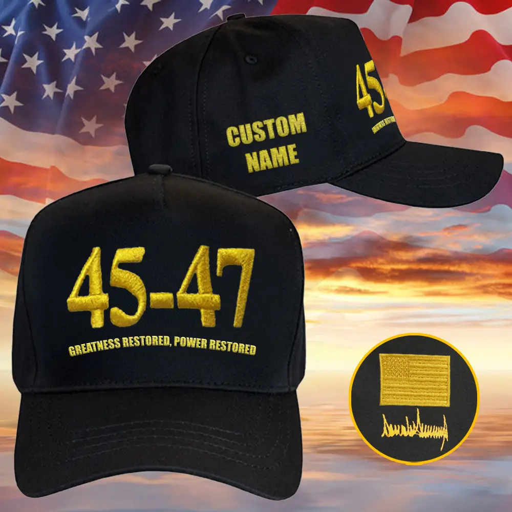 Personalized Trump Victory Hat Greatness Restored Power Restored 45-47 Hat Donald Trump Won Cap Personalized Trump Victory Hat Greatness Restored Power Restored 45-47 Hat Donald Trump Won Cap - Image 1