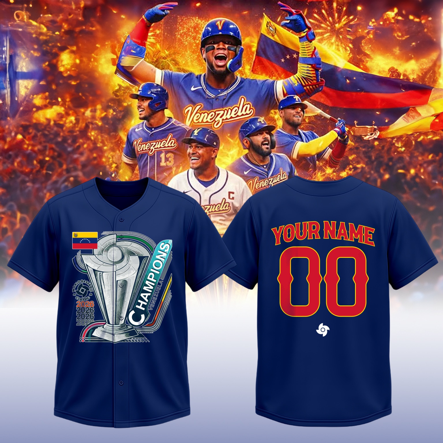 Personalized Venezuela Baseball Champions Jersey World Baseball Classic 2026 Merch Fan Gifts
