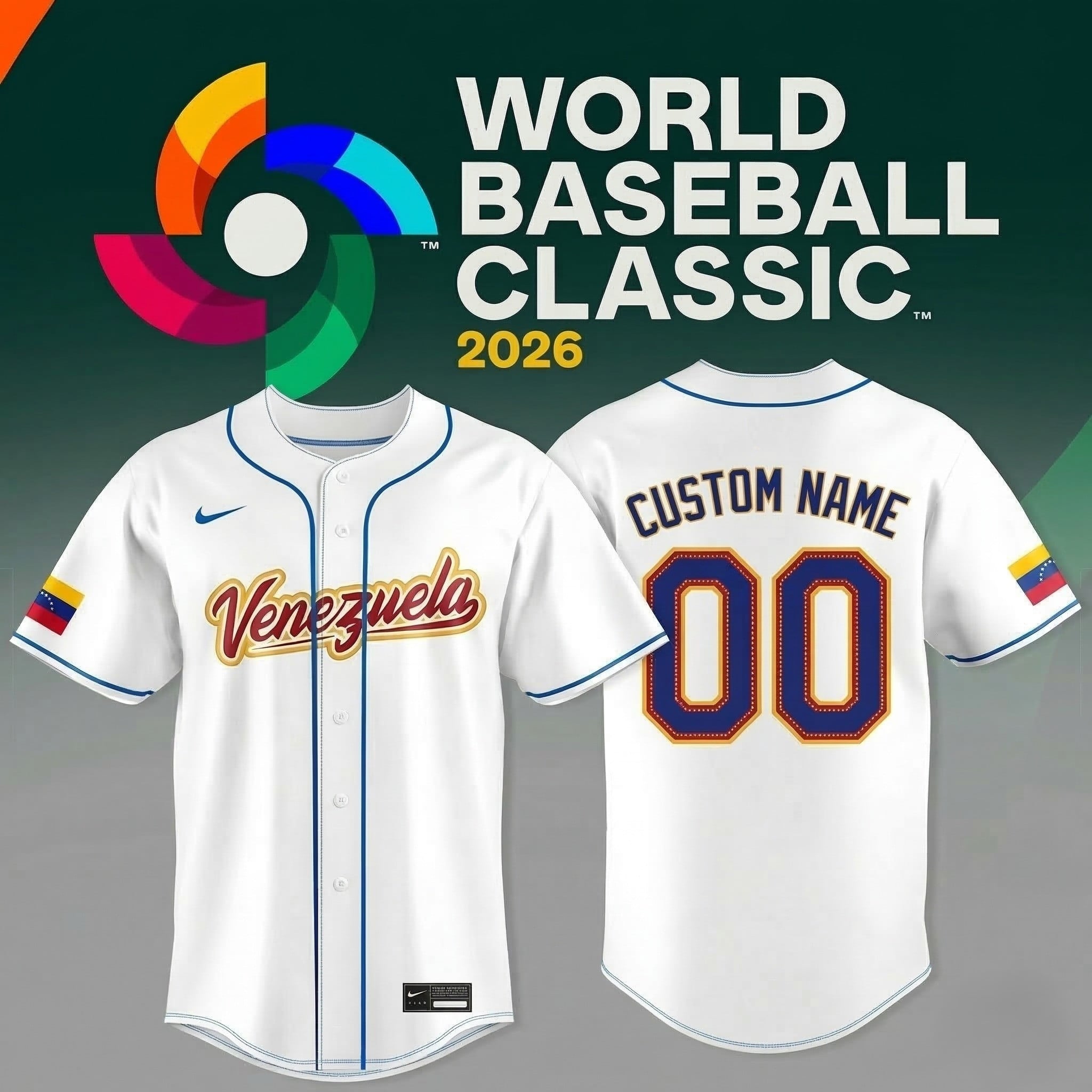 Personalized World Baseball Classic x Venezuela Jersey 2026 Venezuela Baseball Merch