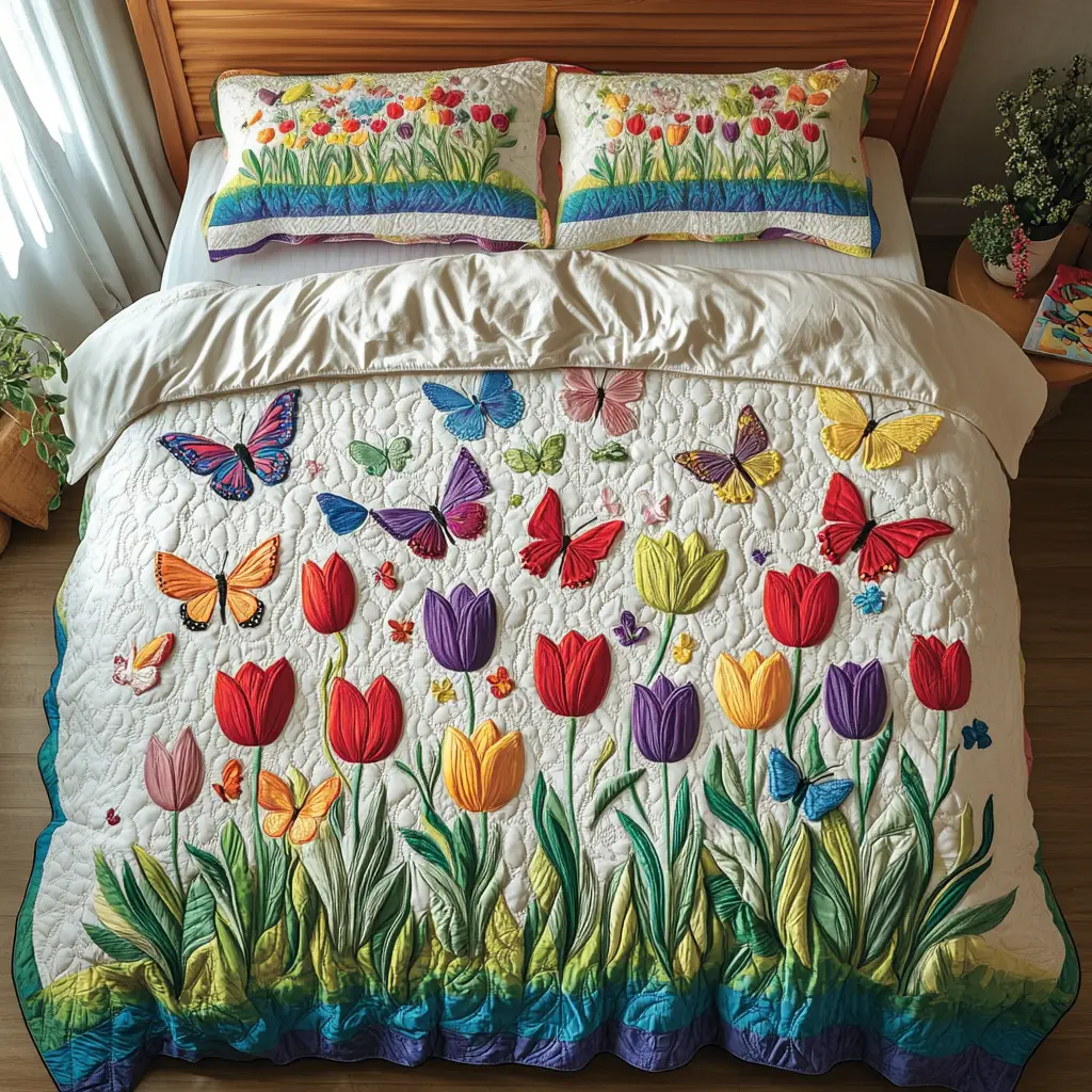 Petal Parade Quilted Bedding Set Christmas Bedroom Ideas Butterfly Gifts For Mom Petal Parade Quilted Bedding Set Christmas Bedroom Ideas Butterfly Gifts For Mom - Image 1