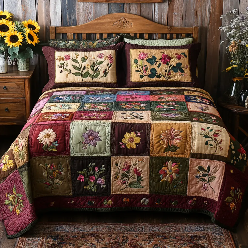 Petal Perfect Quilted Bedding Set Cute Bedroom Decor Gifts For The Flower Lover