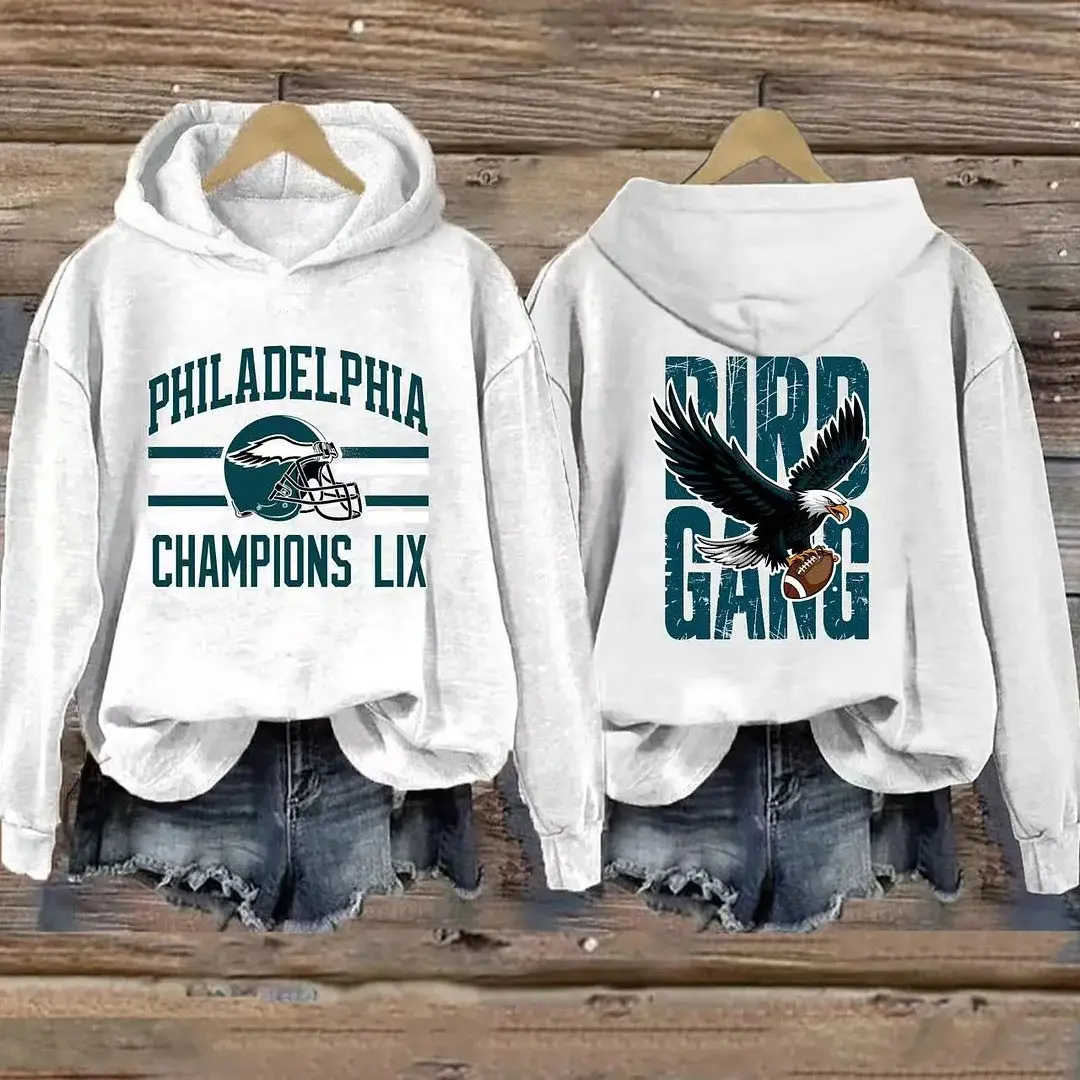 Philadelphia Eagles Champions LIX Hoodie Bird Gang Hoodie Philly Eagles Apparel Fans Gifts