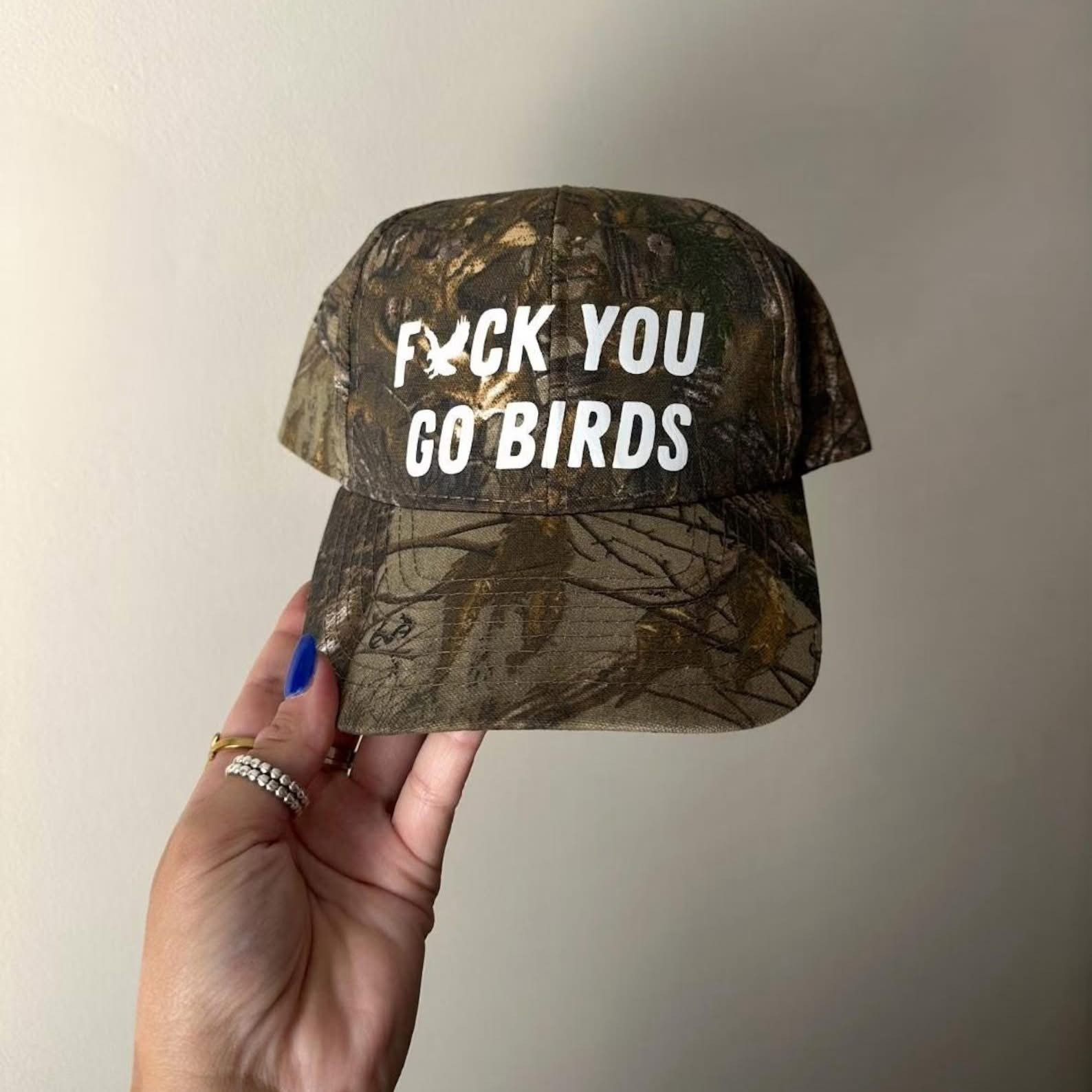 Philadelphia Eagles Fuck You Go Bird Camo Hat Eagles Merch Unique Game Day Fan Gifts