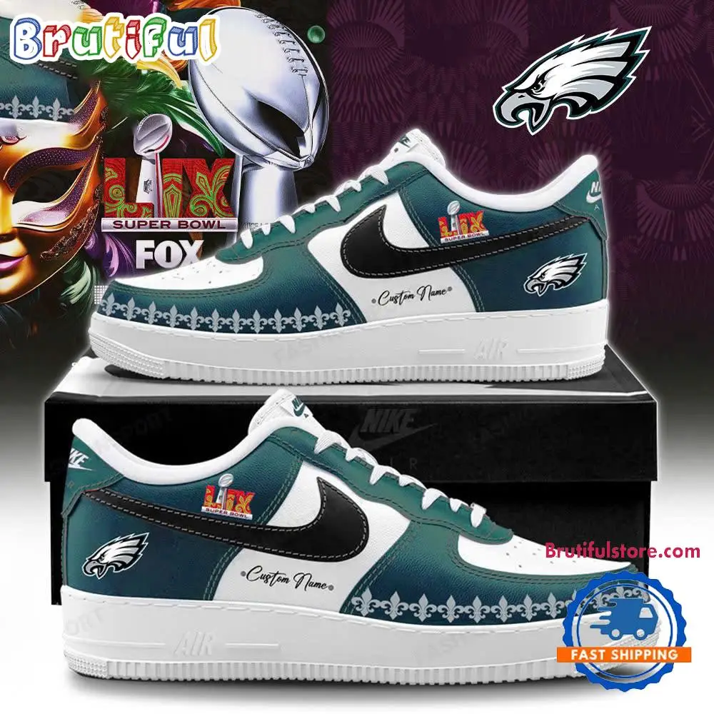 Philadelphia Eagles Super Bowl LIX Special Edition Air Force 1 Shoes Sneaker Philadelphia Eagles Super Bowl LIX Special Edition Air Force 1 Shoes Sneaker - Image 1
