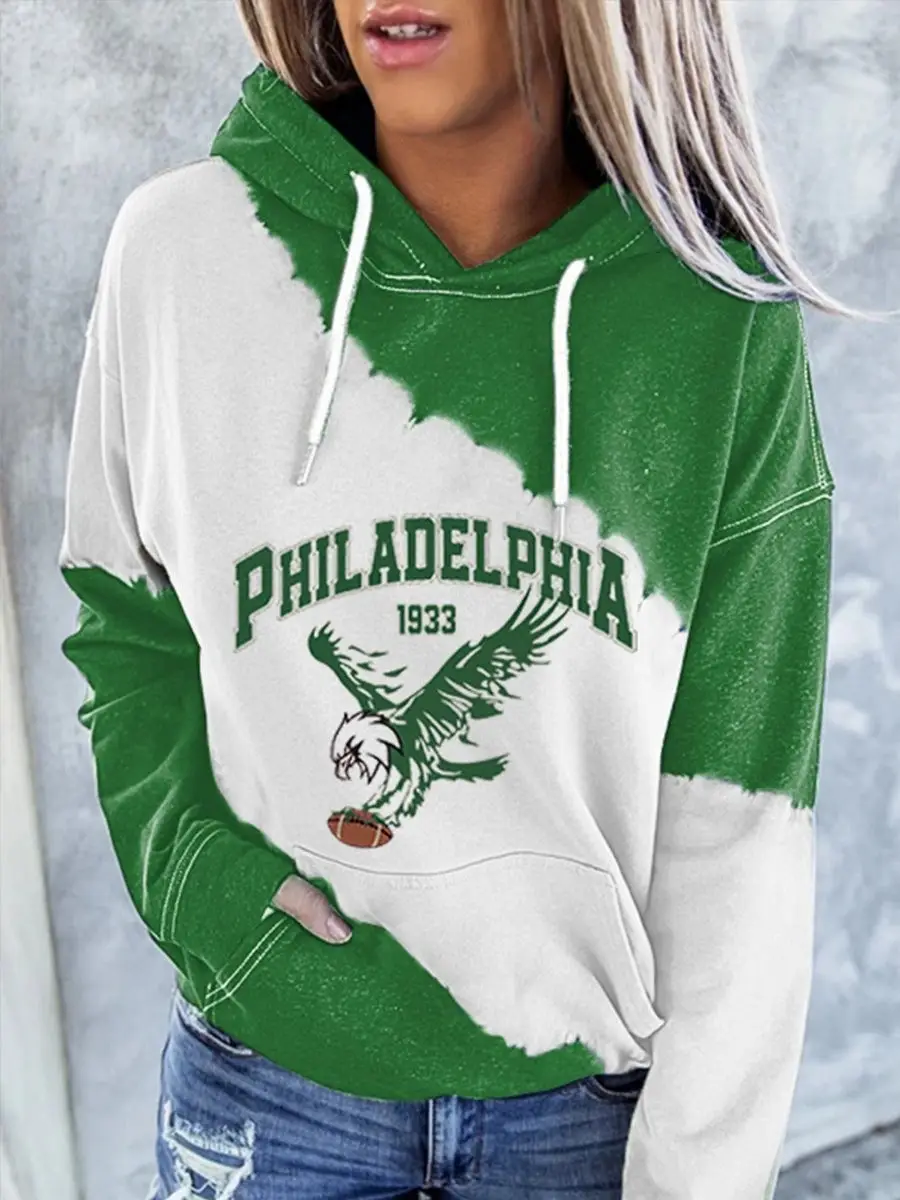 Philadelphia Football EST 1933 Hoodie Women's Game Day Apparel Best Eagles Fan Gifts