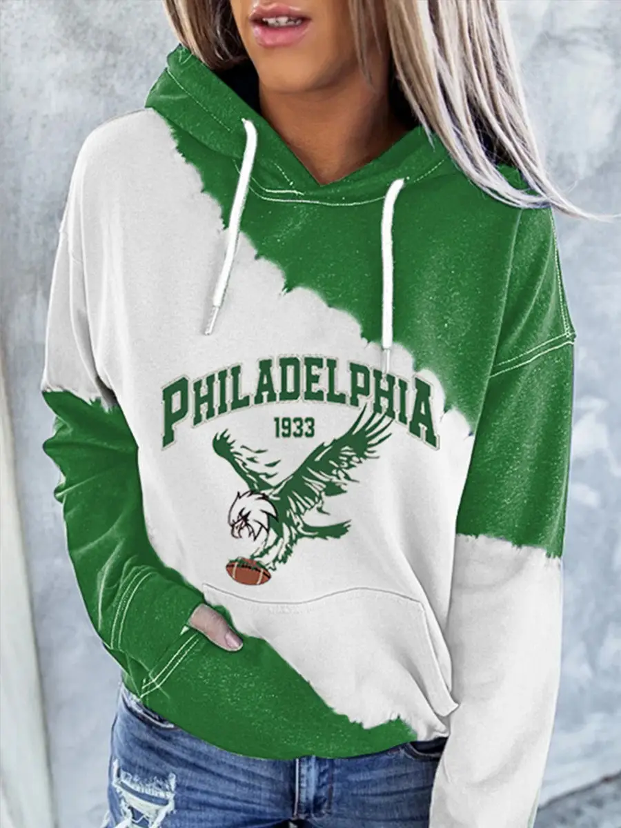 Philadelphia Football EST 1933 Women's Hoodie Game Day Best Eagles Fan Gifts For Her