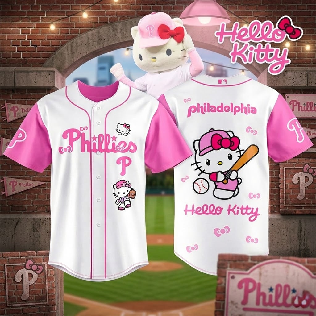 Philadelphia Phillies Hello Kitty Baseball Jersey Phillies Merch Best Gifts For Baseball Fans