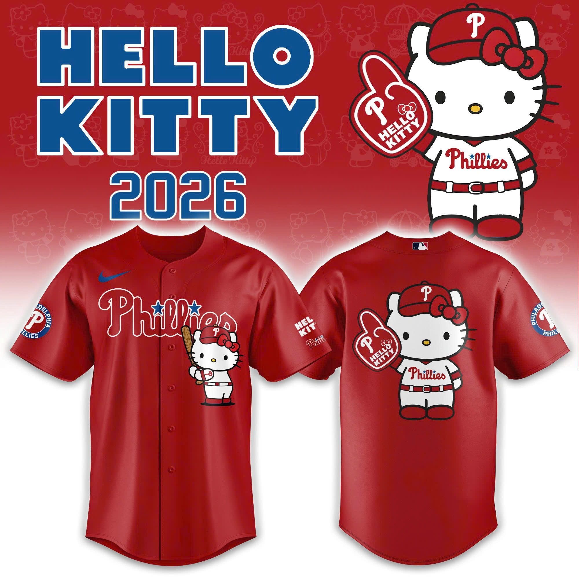 Philadelphia Phillies Hello Kitty Night Jersey Shirt 2026 MLB x Sanrio Merch Gift For Fans
