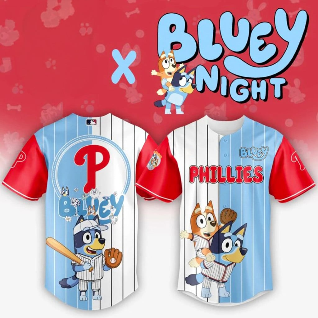 Philadelphia Phillies x Bluey Night Baseball Jersey Phillies Merch Gifts For Baseball Fans