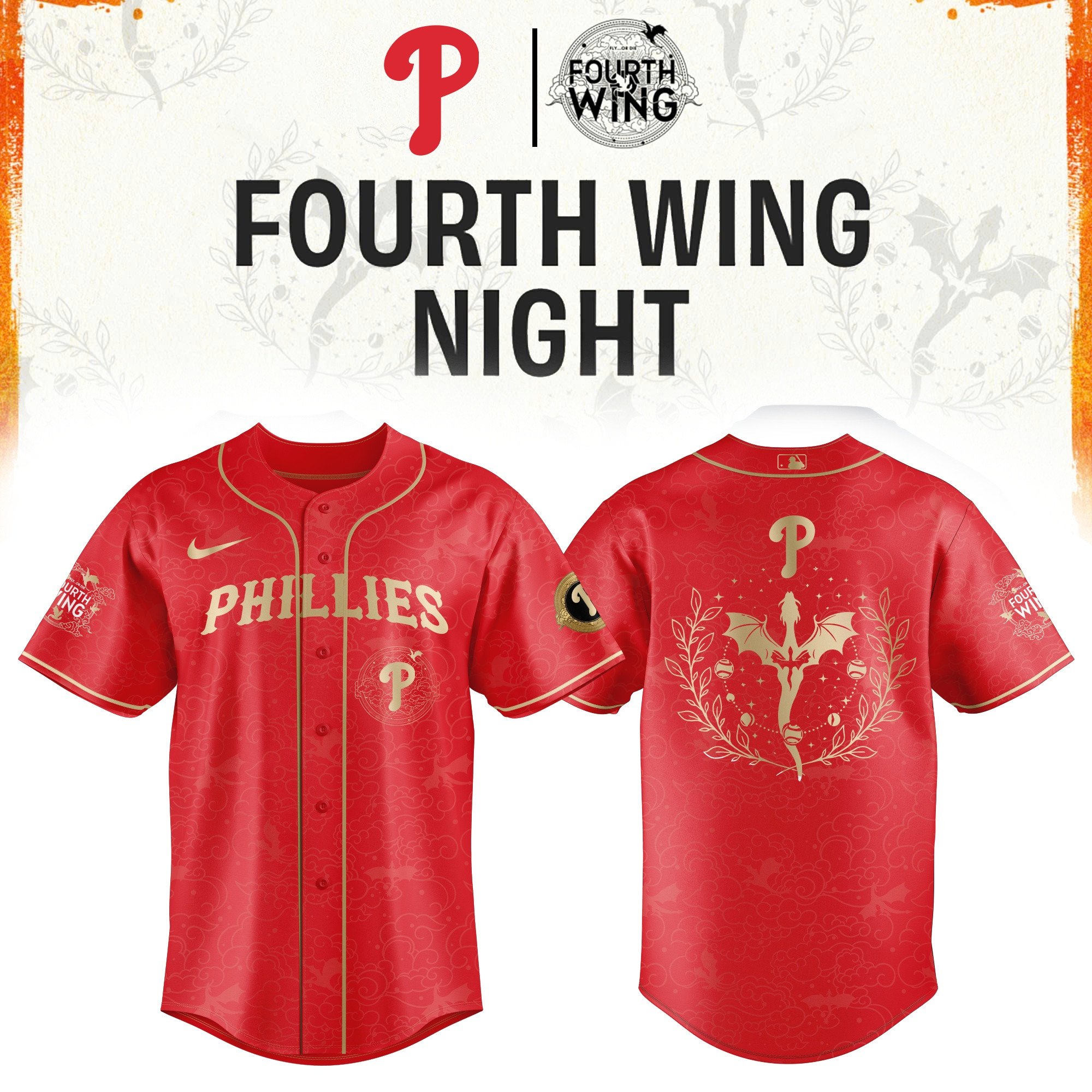 Phillies X Fourth Wing Night Jersey Fan Apparel Father's Day Gift For Him Phillies X Fourth Wing Night Jersey Fan Apparel Father's Day Gift For Him - Image 1