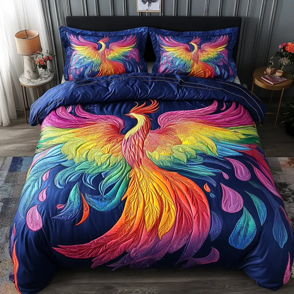 Phoenix Flame Quilted Bedding Set Bedroom Decorations Unique Gifts Phoenix Phoenix Flame Quilted Bedding Set Bedroom Decorations Unique Gifts Phoenix - Image 1