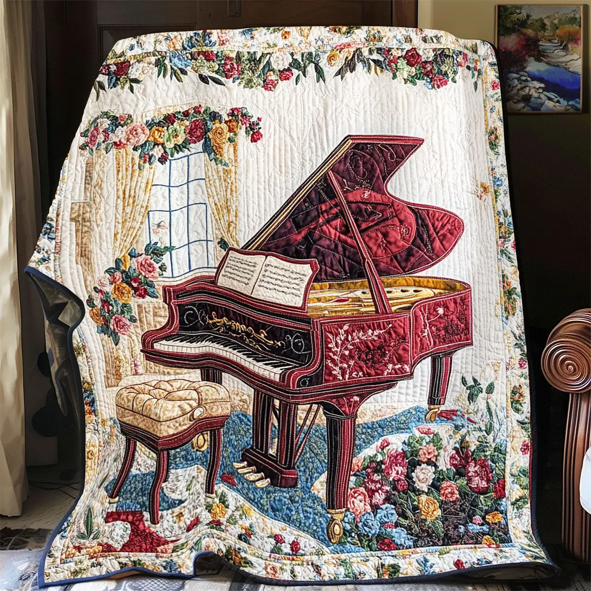 Piano Quilt Blankets Throws And Blankets Gifts for Piano Lovers