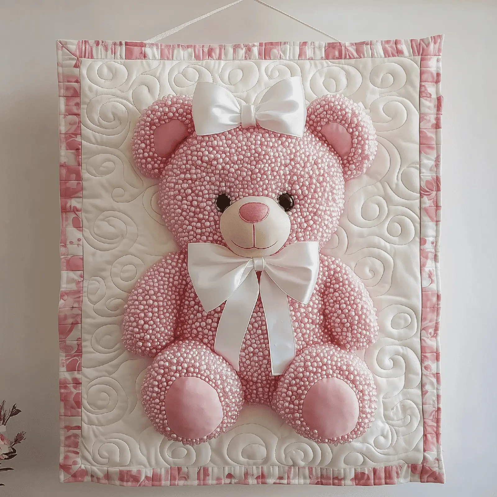 Pink Pearl Love Bear Quilted Blanket Artisan Home Decor Best Valentines Gifts For Her