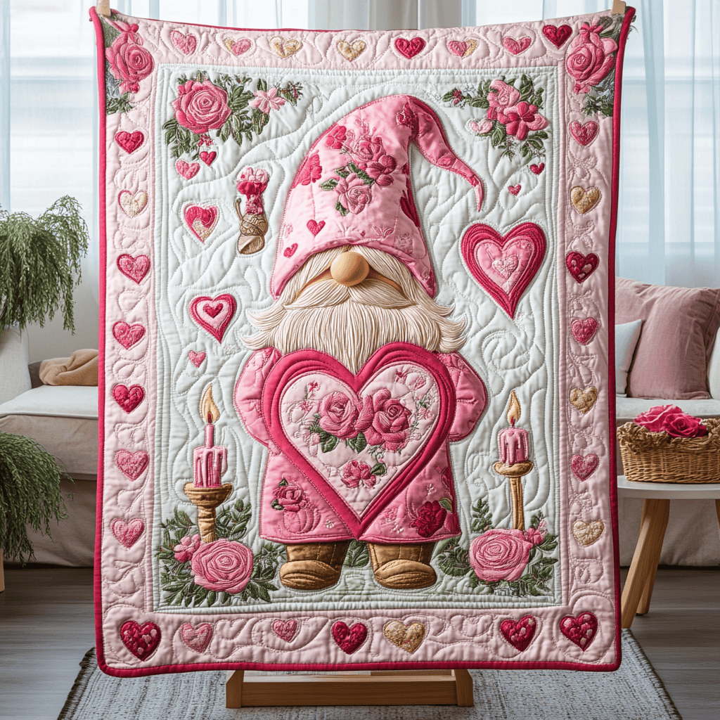 Pink Rose Love Quilted Blanket Rustic Home Decor Valentines Gifts For Boyfriend