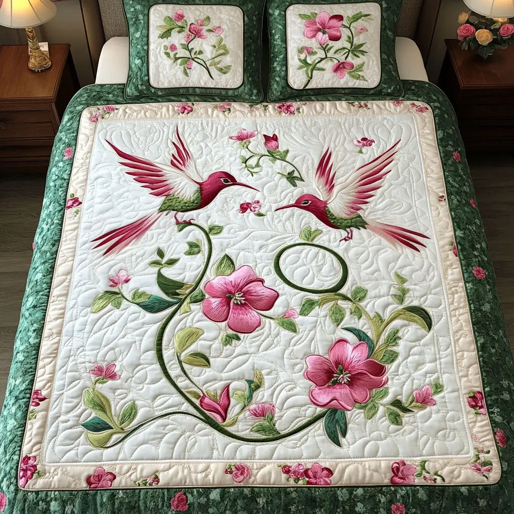 Pink Serenade Quilted Bedding Set Soft Bed Sheet and Pillowcase Set for Relaxing Nights Pink Serenade Quilted Bedding Set Soft Bed Sheet and Pillowcase Set for Relaxing Nights - Image 1