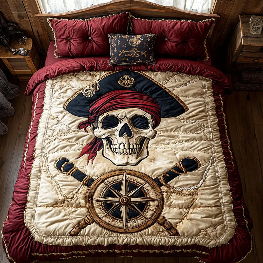 Pirate Dream Quilted Bedding Set Duvet Cover Bedspread Bedroom Decor Gift Ideas