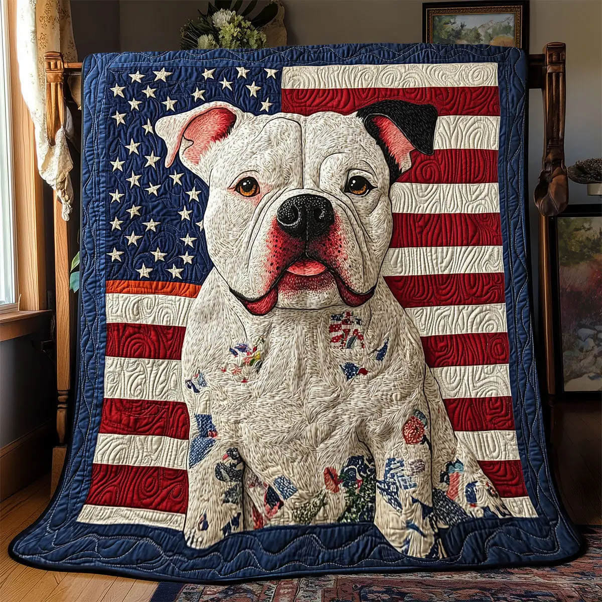 Pitbull American Quilt Blankets Couch Blanket Father's Day Presents For Husband