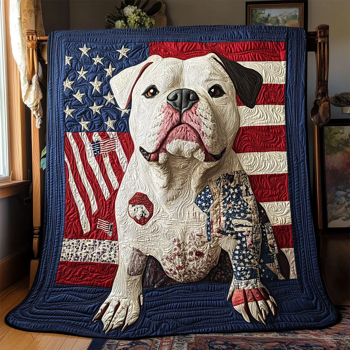Pitbull American Quilt Blankets Couch Blanket Gifts For Father's Day From Daughter