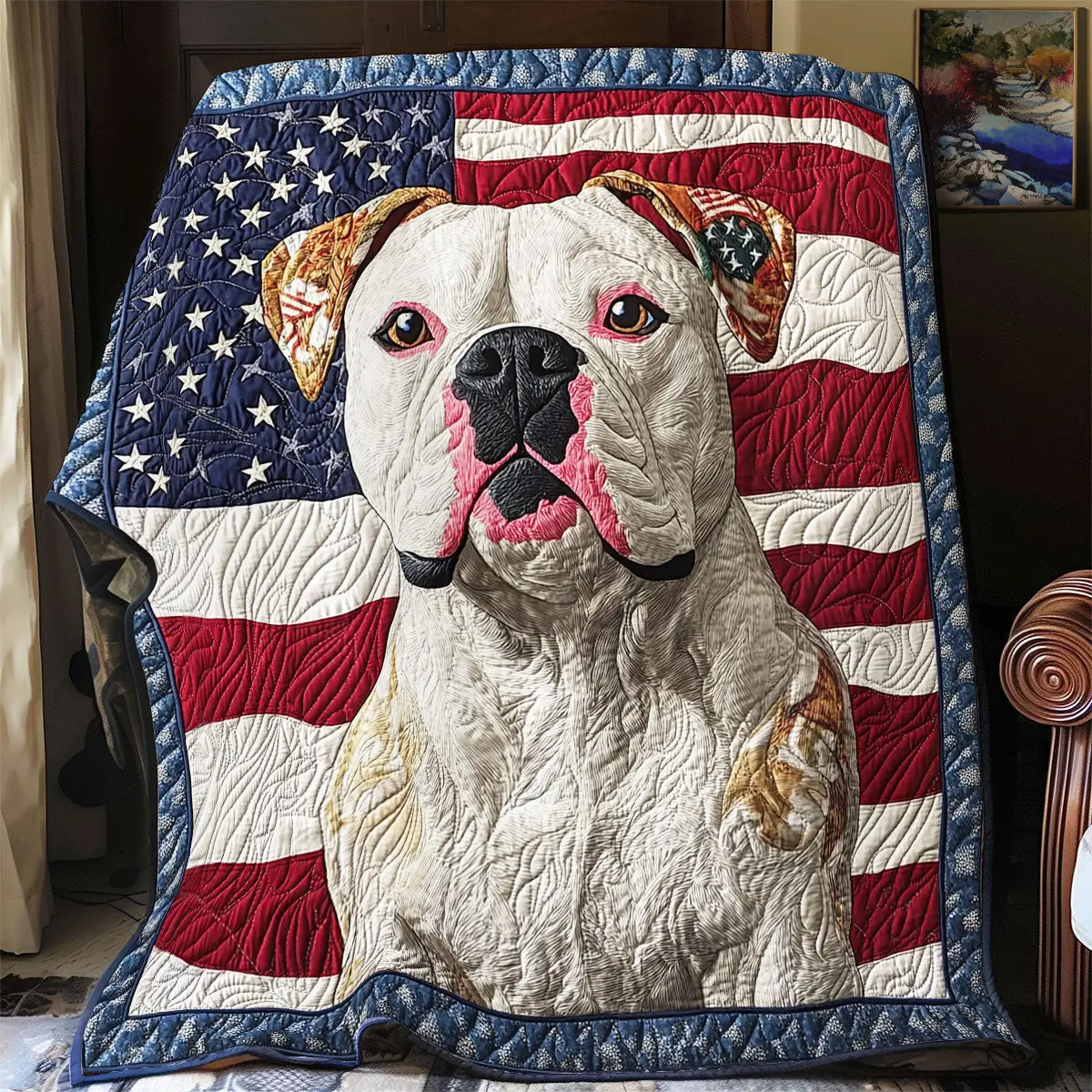 Pitbull American Quilt Blankets Couch Good Gifts For Dads 50Th Birthday