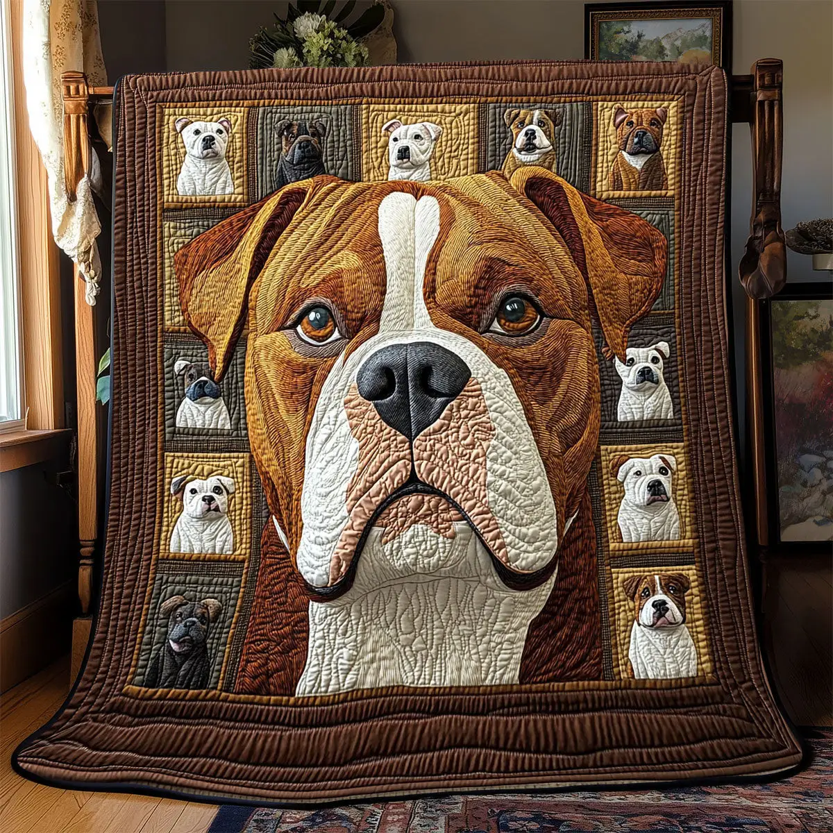 Pitbull Potrait Quilt Blankets Couch Blanket Gifts For Father's Day From Daughter