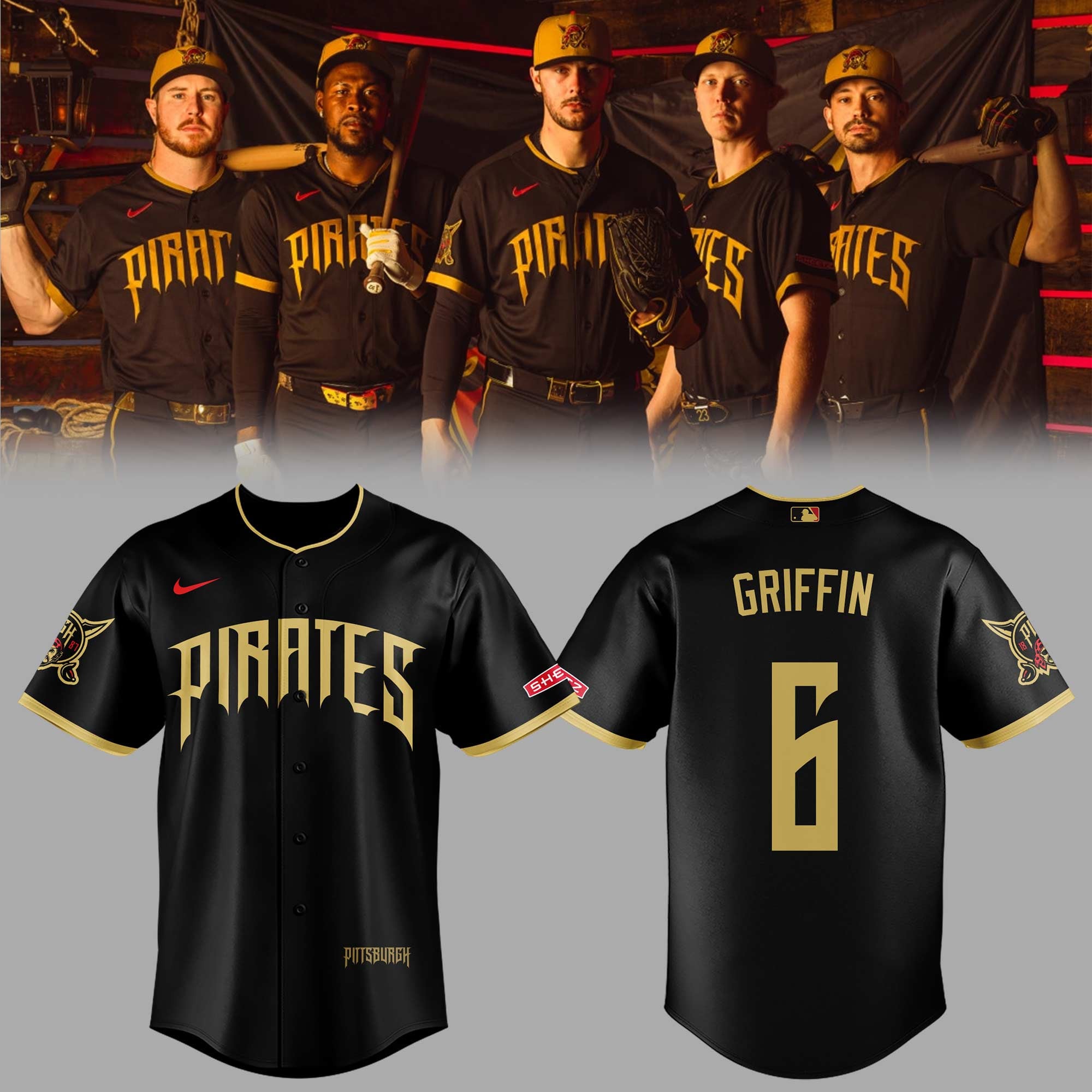 Pittsburgh Pirates Konnor Griffin #6 City Connect Jersey 2026 Pirates Merch Baseball Lover Gift