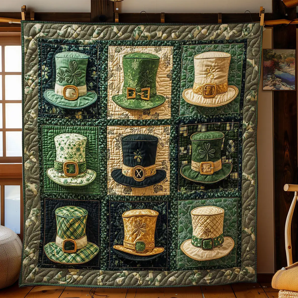 Plaid Clover Hat Quilt Blanket Cute Sofa Blanket Good St Patricks Day Ideas For Gifts