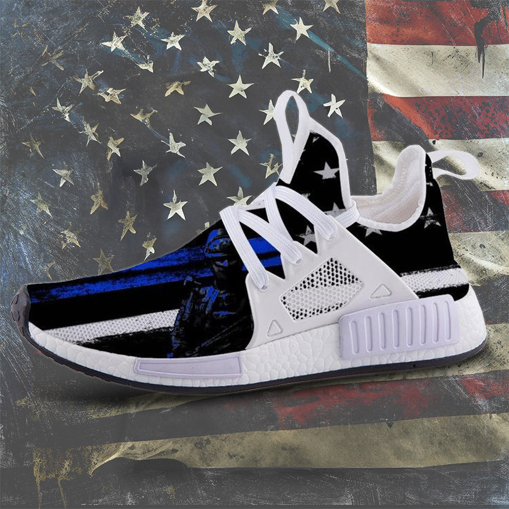 Police Swat Thin Blue Line Shoes Support Law Enforcement Patriotic Sneakers Gifts For Police -WearandDecor