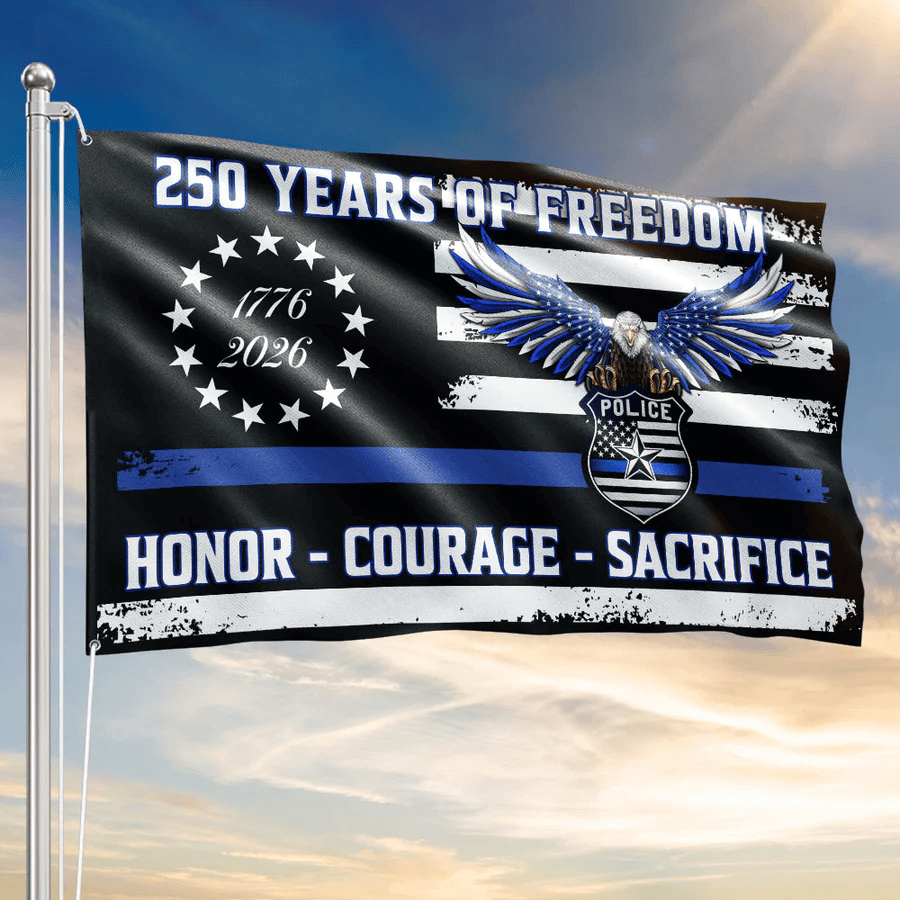 Police Thin Blue Line Flag 250 Years of Freedom with Eagle Flag for Outdoor