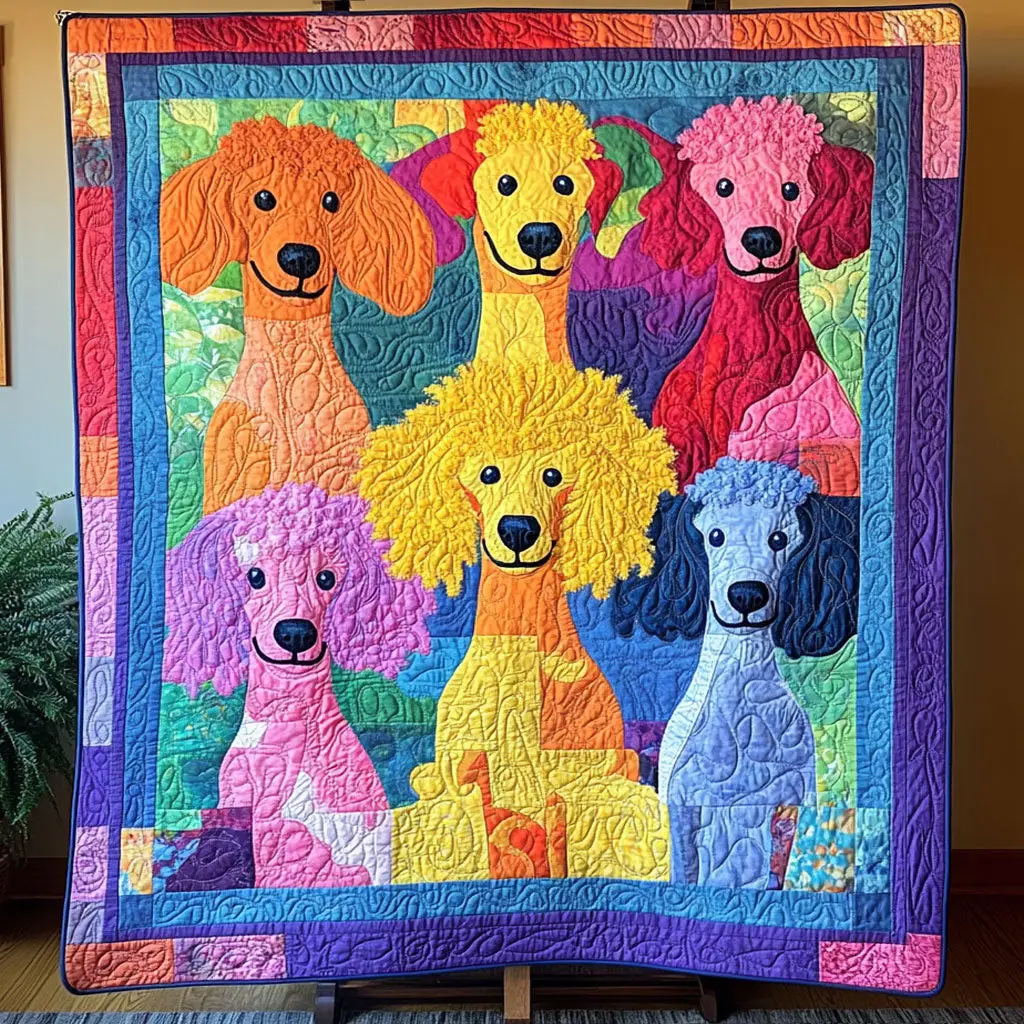 Poodle Prism Quilt Blanket Cozy Bedroom Decor Art Holiday Gifts For Dog Lovers