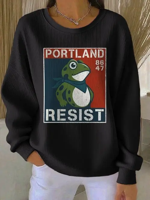 Portland Frog Resist 86 47 Sweatshirt No Kings Clothes Activist Freedom Present Ideas