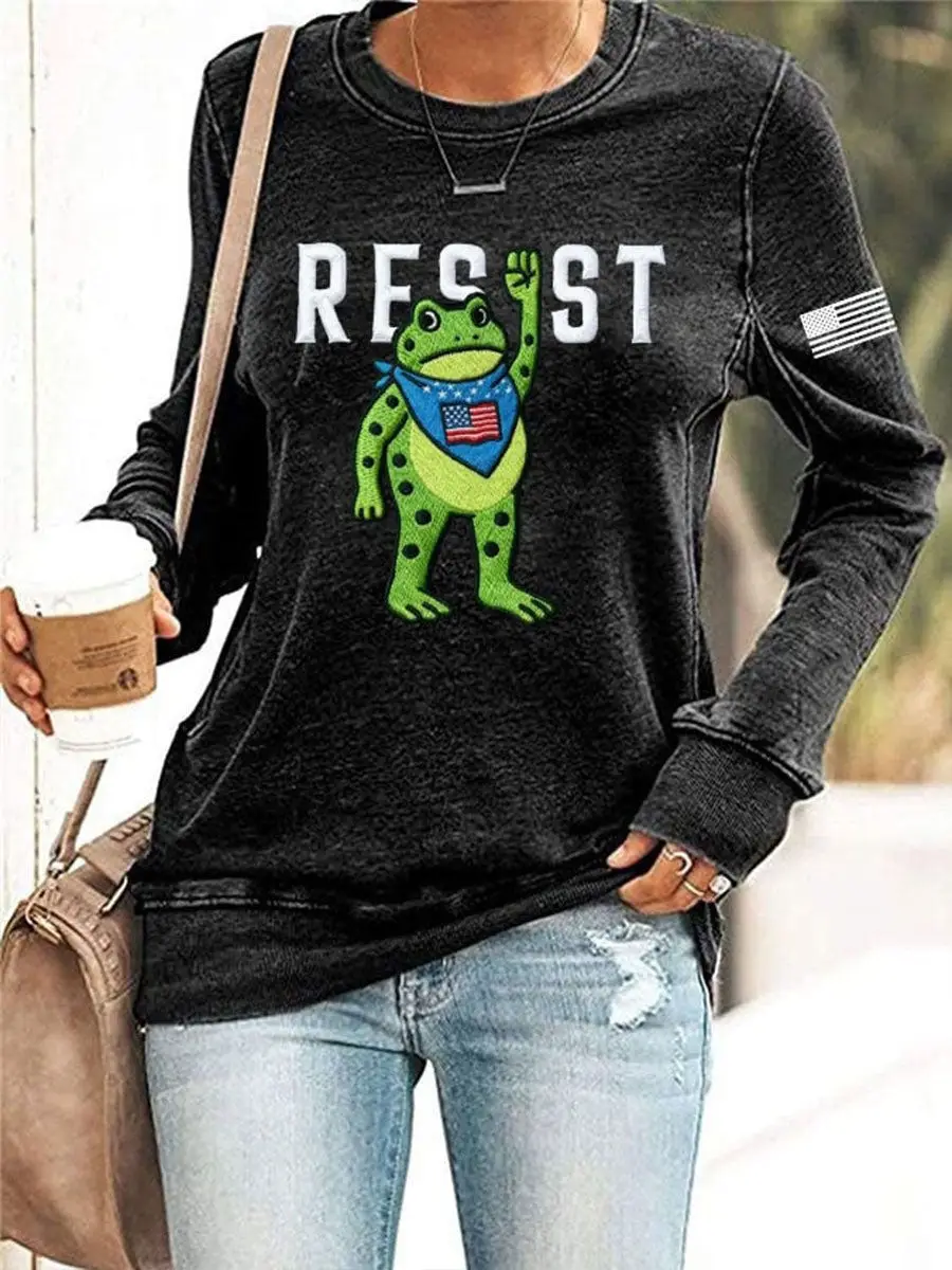 Portland Frog Resist Sweatshirt USA Flag No Kings Anti Fascism Protest Merch Patriotic Gifts