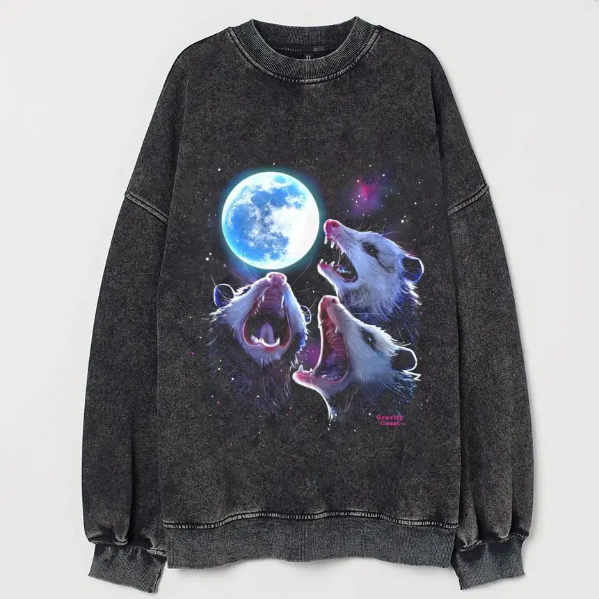 Possums Screaming Sweatshirt Moon Printed Apparel Gothic Gifts For Possum Lovers