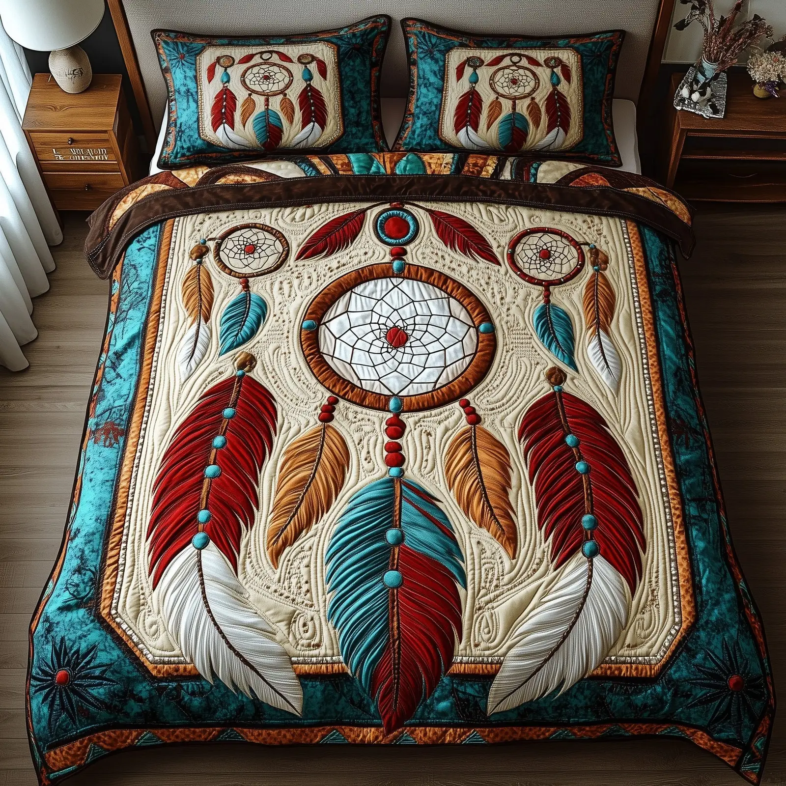 Prairie Dream Quilted Bedding Set Duvet Cover Bedspread Native American Presents For Lovers