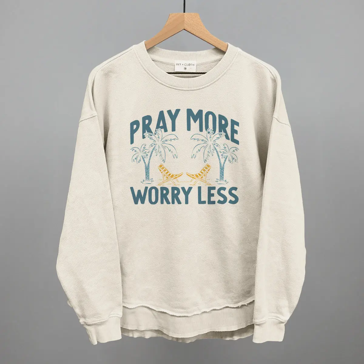 Pray More Worry Less Sweatshirt Tropical Palm Tree Clothing Summer Vacation Gift