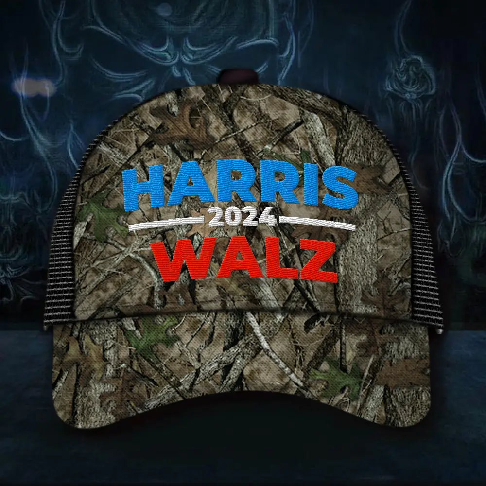 President Harris Walz 2024 Camouflage Hat Support For Harris Walz Hat Gifts For Patriotic