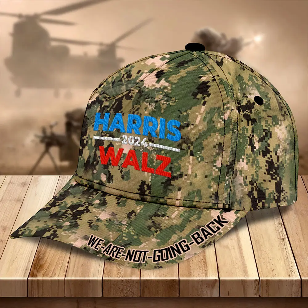 President Harris Walz 2024 Camouflage Hat We Are Not Going Back Harris Walz Hat Gifts For Men