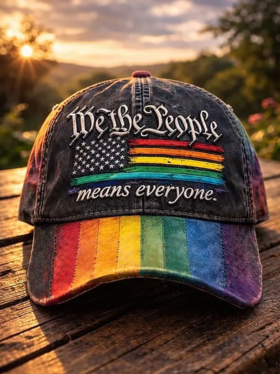 Pride Month America Flag Hat We The People Means Everyone Cap Gift For Gay Lesbian