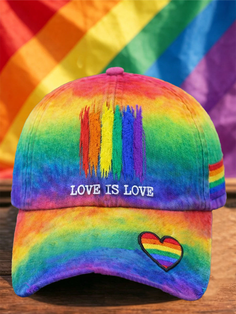 Pride Month Love Is Love Baseball Cap Rainbow Flag Clothing Gift For Kind Hearts