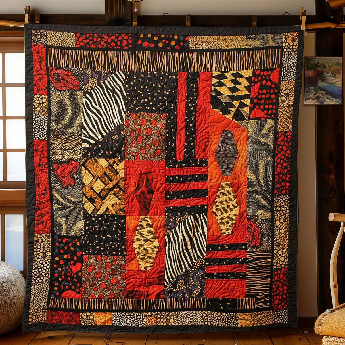 Primal Patterns Quilt Blanket African Art Throw Blanket Animal Leather Patchwork Gift Ideas Primal Patterns Quilt Blanket African Art Throw Blanket Animal Leather Patchwork Gift Ideas - Image 1
